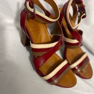 Stylish Naya Red and Cream Women's Sandals